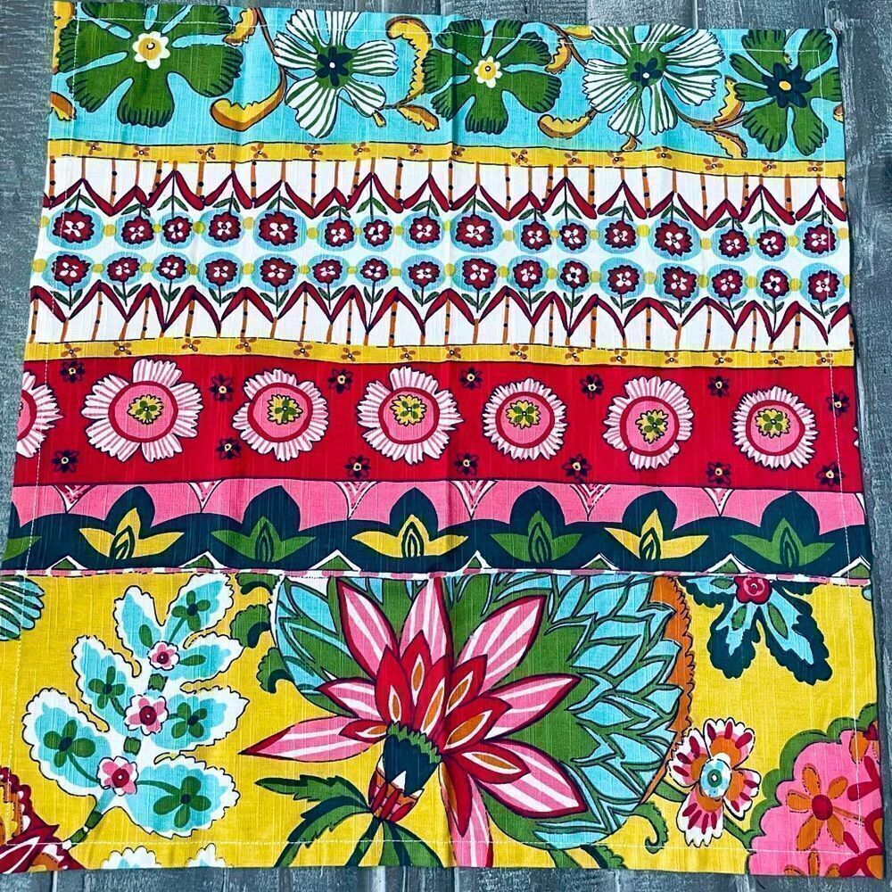 Boho Floral Multicolor Placemat Fabric Square